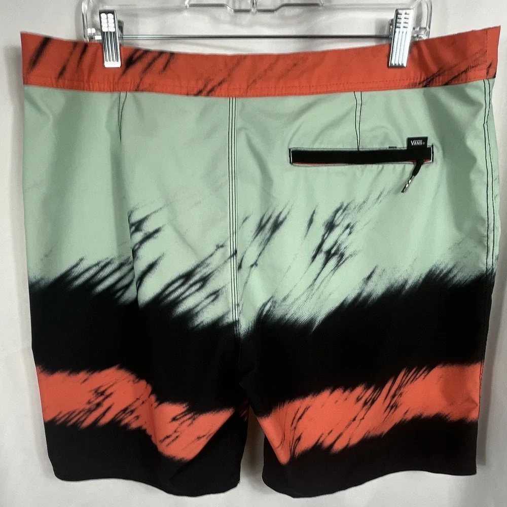 VANS Men's Board Shorts Drawstring Swim‎ Trunks Orange/Green/Black Size 36 Waist